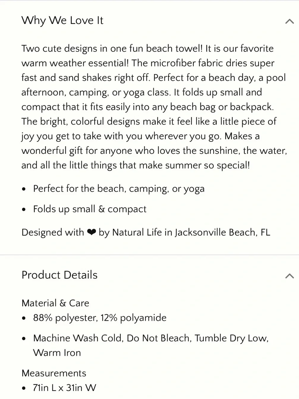 Natural Life double sided microfiber beach towel